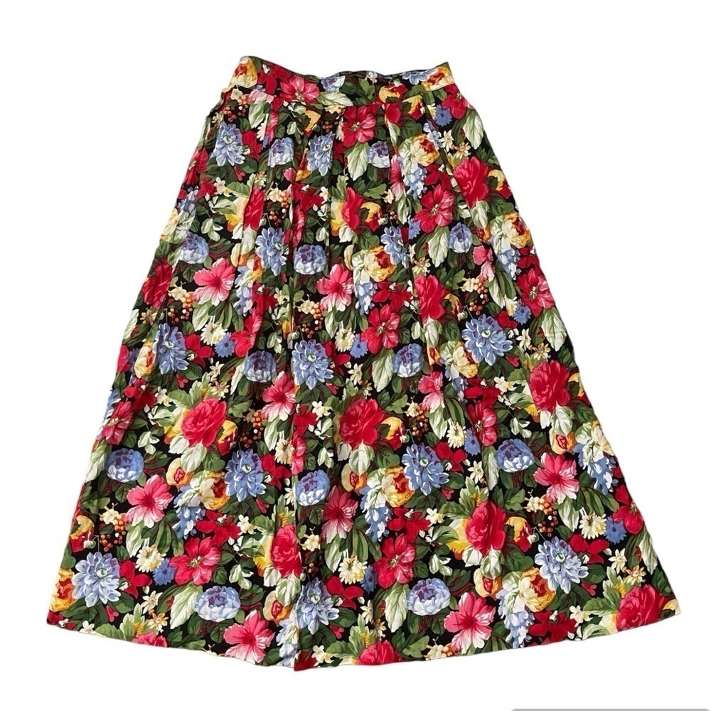 Beechers Brook Vintage Multicolor A-line Midi Skirt US S